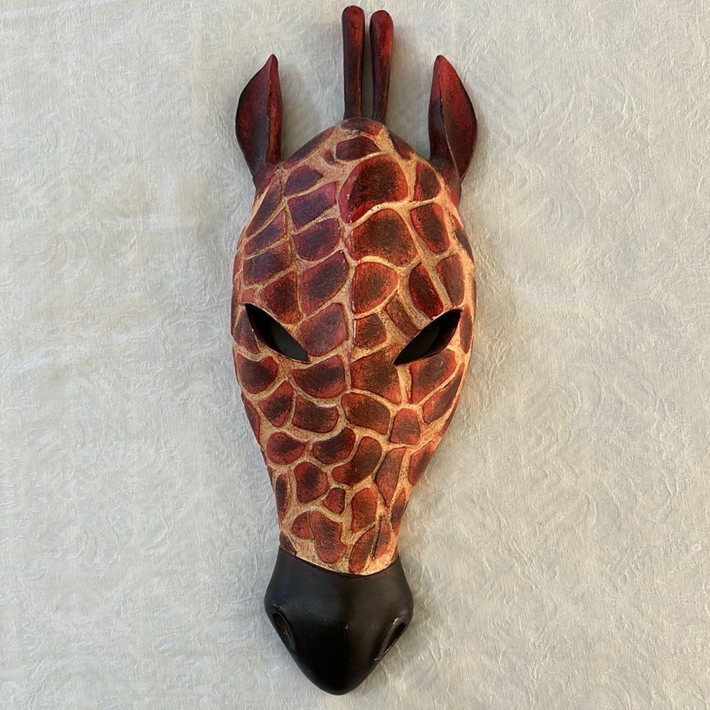 Giraffe Themed Decorative Mask Wall Art Solid Wood